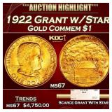 1922 Grant w/Star Gold Commem Dollar 1 ms67 SEGS