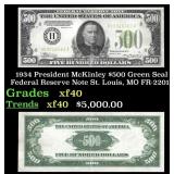 1934 $500 Green Seal Federal Reserve Note Presiden