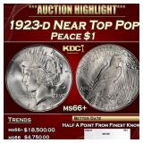 1923-d Peace Dollar Near Top Pop $1 ms66+ SEGS