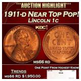1911-d Lincoln Cent Near Top Pop! 1c ms66 rd SEGS