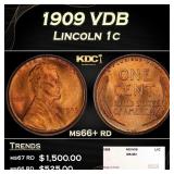 1909 VDB Lincoln Cent 1c ms66+ rd SEGS