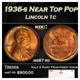 1936-s Lincoln Cent Near Top Pop 1c ms67 rd SEGS