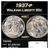 1937-p Walking Liberty Half Dollar 50c ms66+ SEGS