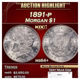 1891-p Morgan Dollar $1 ms64+ SEGS