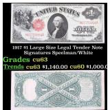 1917 $1 Large Size Legal Tender Note Grades Select