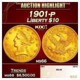 1901-p Gold Liberty Eagle $10 ms66 SEGS