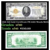 1928 $20 Gold Certificate FR-2402 Woods/Mellon Gra