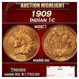 1909 Indian Cent 1c ms66 rd SEGS