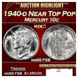 1940-d Mercury Dime Near Top Pop! 10c ms68 FSB SEG