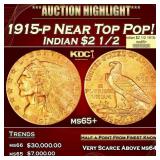 1915-p Gold Indian Quarter Eagle Near Top Pop! $2