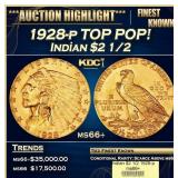 1928-p Gold Indian Quarter Eagle TOP POP! $2 1/2 m
