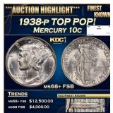 1938-p Mercury Dime TOP POP! 10c ms68+ FSB SEGS