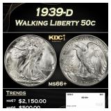 1939-d Walking Liberty Half Dollar 50c ms66+ SEGS