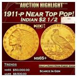 1911-p Gold Indian Quarter Eagle Near Top Pop! $2