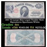 1917 $1 Large Size Legal Tender Note Grades f+ Sig