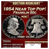 1954 Proof Franklin Half Dollar Near Top Pop! 50c