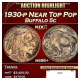 1930-p Buffalo Nickel Near Top Pop 5c ms66+ SEGS