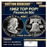 1962 Proof Franklin Half Dollar TOP POP! 50c pr69