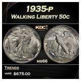 1935-p Walking Liberty Half Dollar 50c Grades ms66