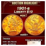 1901-s Gold Liberty Eagle $10 ms65+ SEGS