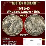 1916-d Walking Liberty Half Dollar 50c ms65+ SEGS