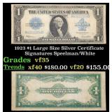 1923 $1 large size Silver Certificate Grades vf++