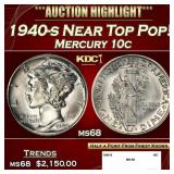1940-s Mercury Dime Near Top Pop! 10c ms68 SEGS