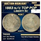 1883 n/c Liberty Nickel TOP POP 5c ms67+ SEGS