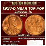 1937-d Lincoln Cent Near Top Pop 1c ms67+ rd SEGS