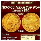 1876-cc Gold Liberty Double Eagle Near Top Pop! $2