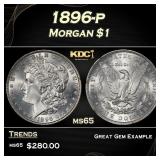 1896-p Morgan Dollar $1 Grades ms65