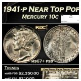 1941-p Mercury Dime Near Top Pop 10c ms67+ fsb SEG