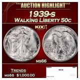 1939-s Walking Liberty Half Dollar 50c ms66 SEGS