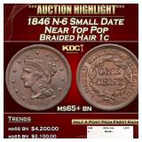 1846 N-6 Small Date Braided Hair Large Cent Near T