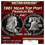 1961 Proof Franklin Half Dollar Near Top Pop! 50c