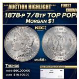 1878-p 7/8tf Morgan Dollar TOP POP! $1 ms66+ SEGS