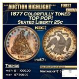 1877 Proof Seated Liberty Quarter Colorfully Toned