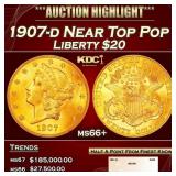 1907-d Gold Liberty Double Eagle Near Top Pop $20