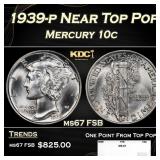 1939-p Mercury Dime Near Top Pop 10c ms67 FSB SEGS