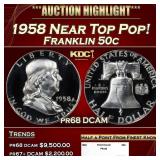 1958 Proof Franklin Half Dollar Near Top Pop! 50c