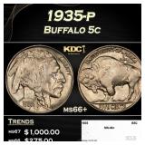 1935-p Buffalo Nickel 5c ms66+ SEGS