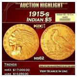 1915-s Gold Indian Half Eagle $5 ms62 USCG