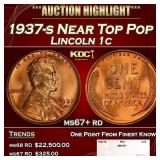 1937-s Lincoln Cent Near Top Pop 1c ms67+ rd SEGS