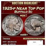1925-p Buffalo Nickel Near Top Pop 5c ms66+ SEGS