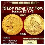 1912-p Gold Indian Quarter Eagle Near Top Pop! $2