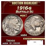1916-s Buffalo Nickel 5c ms64 SEGS