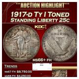 1917-d Ty I Standing Liberty Quarter Toned 25c ms6