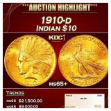 1910-d Gold Indian Eagle $10 ms65+ SEGS