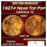 1927-p Lincoln Cent Near Top Pop! 1c ms67 rd SEGS