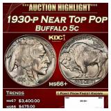 1930-p Buffalo Nickel Near Top Pop 5c ms66+ SEGS